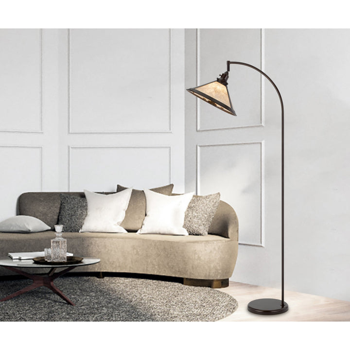 ##Antique Hardware## 60W DOWNBRIDGE ADJUSTABLE METAL FLOOR LAMP WITH MICA SHADE