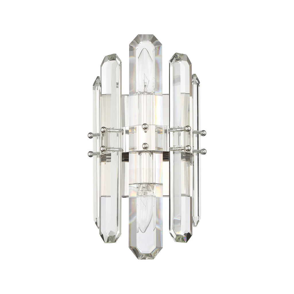 ##Antique Hardware## Bolton 2 Light Polished Nickel Sconce