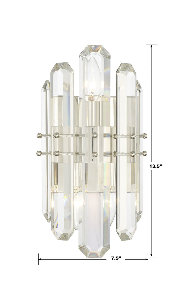 ##Antique Hardware## Bolton 2 Light Polished Nickel Sconce