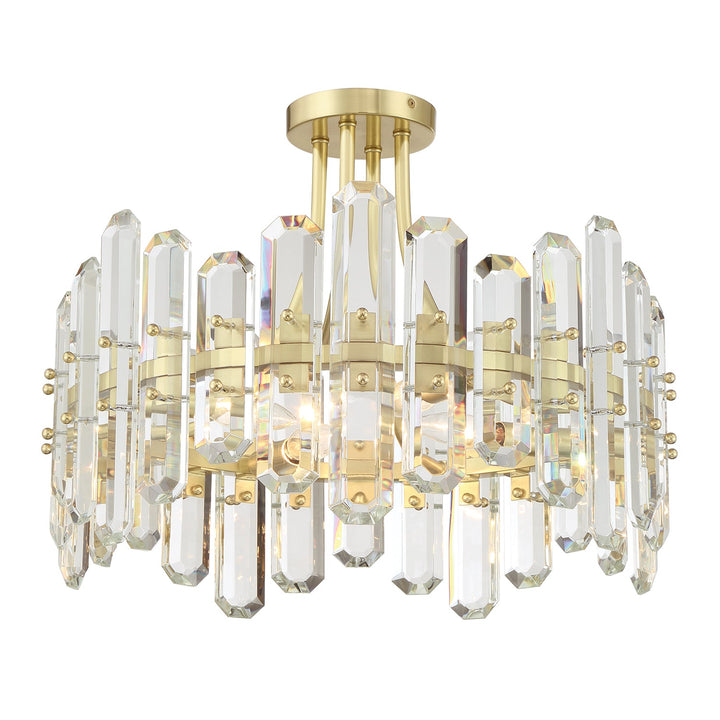##Antique Hardware## Bolton 4 Light Aged Brass Semi Flush Mount