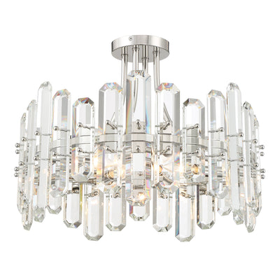 Antique Hardware Bolton 4 Light Polished Nickel Semi Flush Mount Semi Flush