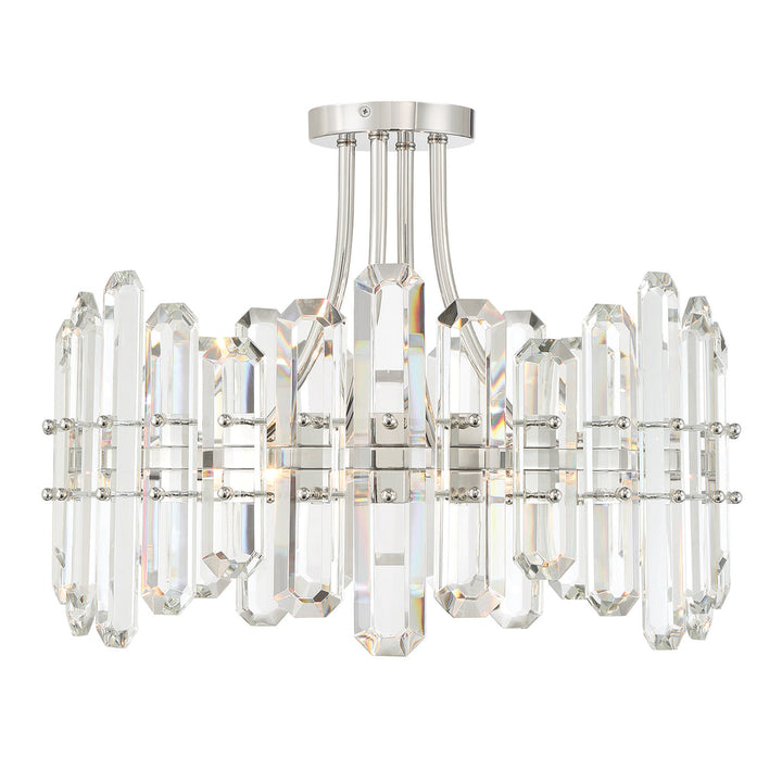 ##Antique Hardware## Bolton 4 Light Polished Nickel Semi Flush Mount