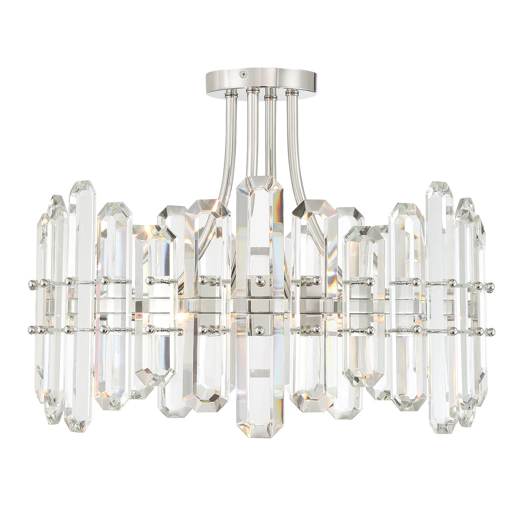 Antique Hardware Bolton 4 Light Polished Nickel Semi Flush Mount Semi Flush