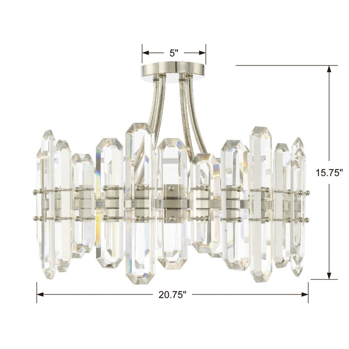 ##Antique Hardware## Bolton 4 Light Polished Nickel Semi Flush Mount