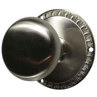 Antique Hardware Egg & Dart Rosette Door Set with Round Brass Door Knobs (Several Finishes Available) Door Knobs Brushed Nickel