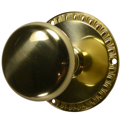 Antique Hardware Egg & Dart Rosette Door Set with Round Brass Door Knobs (Several Finishes Available) Door Knobs Brushed Nickel