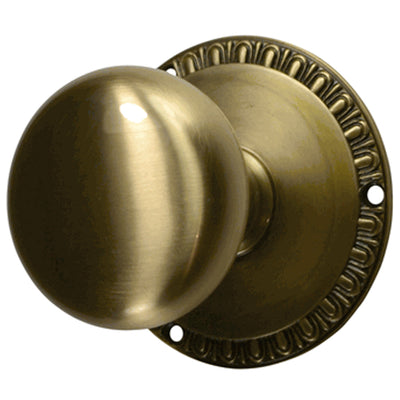 Antique Hardware Egg & Dart Rosette Door Set with Round Brass Door Knobs (Several Finishes Available) Door Knobs Brushed Nickel