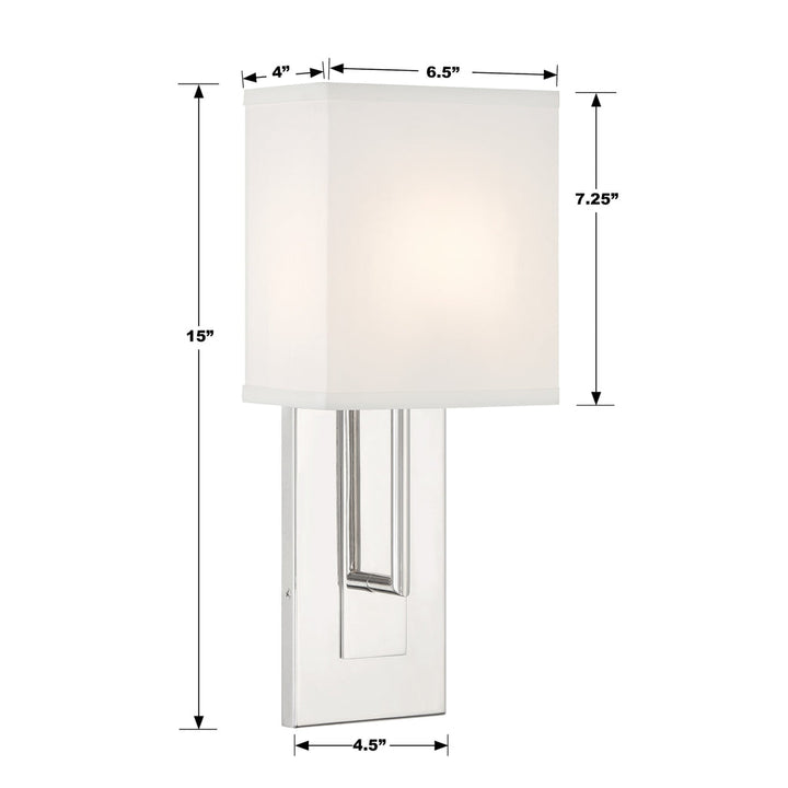 ##Antique Hardware## Brent 1 Light Polished Nickel Sconce