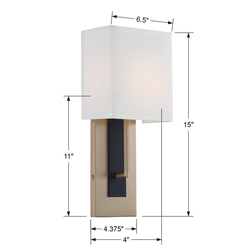 ##Antique Hardware## Brent 1 Light Vibrant Gold + Black Forged Sconce