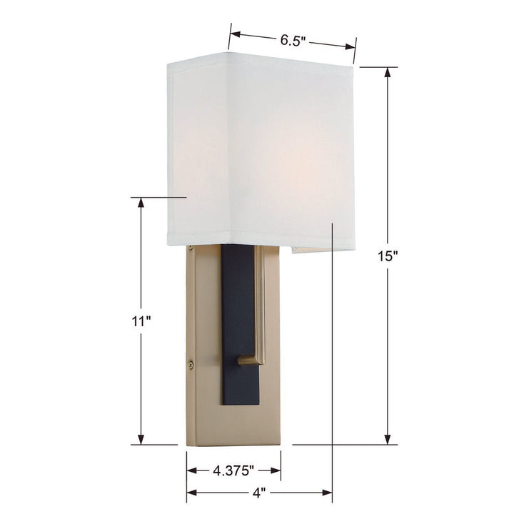 ##Antique Hardware## Brent 1 Light Vibrant Gold + Black Forged Sconce
