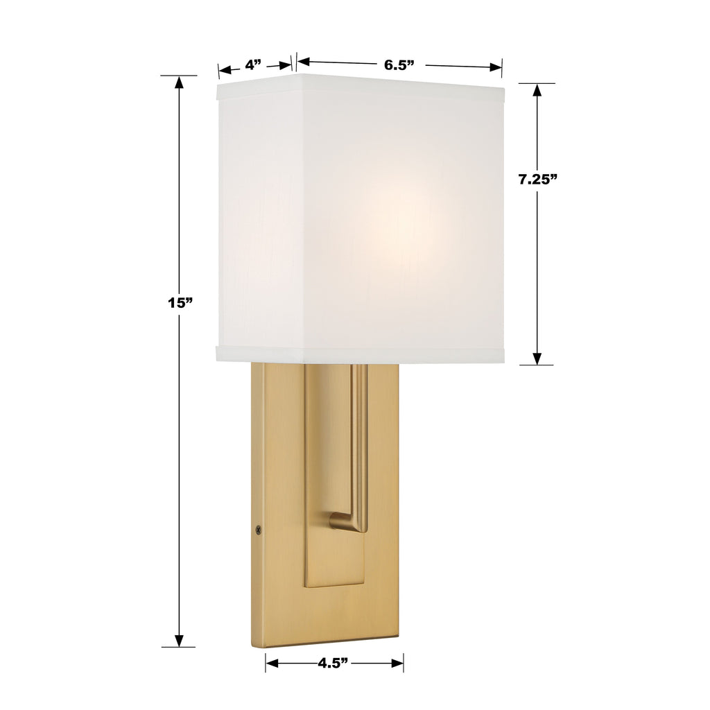 ##Antique Hardware## Brent 1 Light Vibrant Gold Sconce