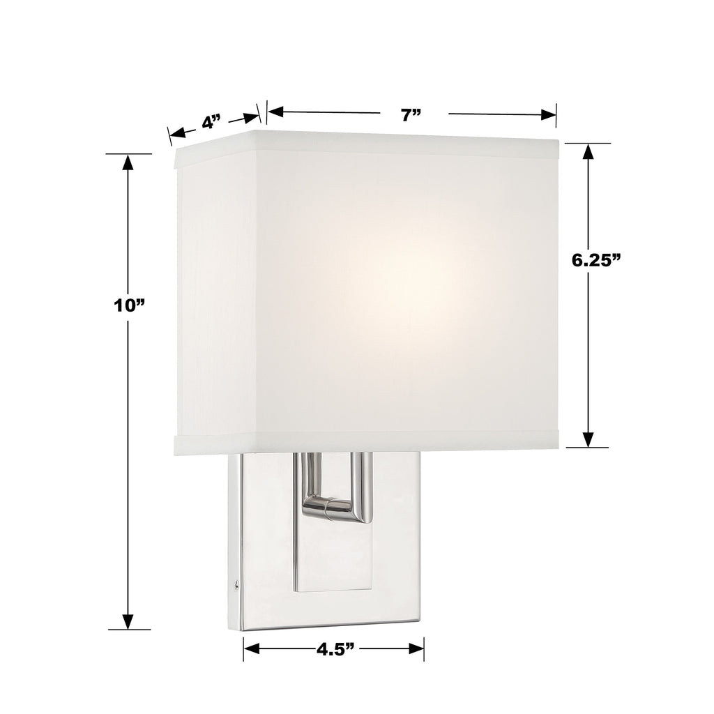 ##Antique Hardware## Brent 1 Light Polished Nickel Sconce