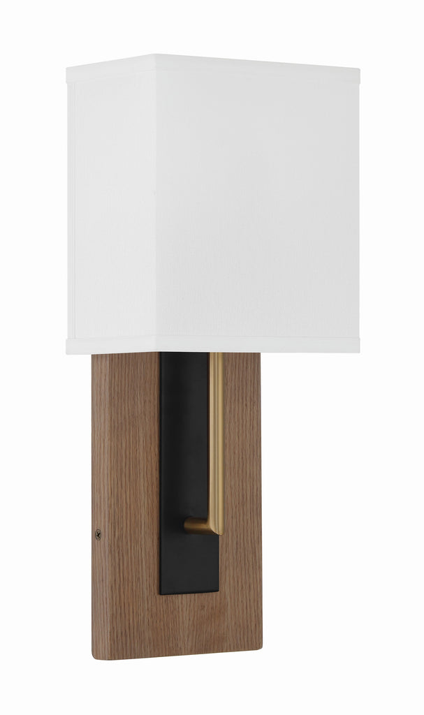 ##Antique Hardware## Brent 1 Light Matte Black + Vibrant Gold Sconce