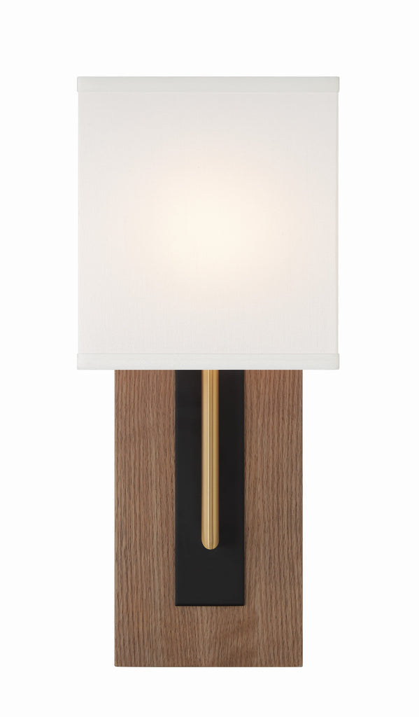 ##Antique Hardware## Brent 1 Light Matte Black + Vibrant Gold Sconce