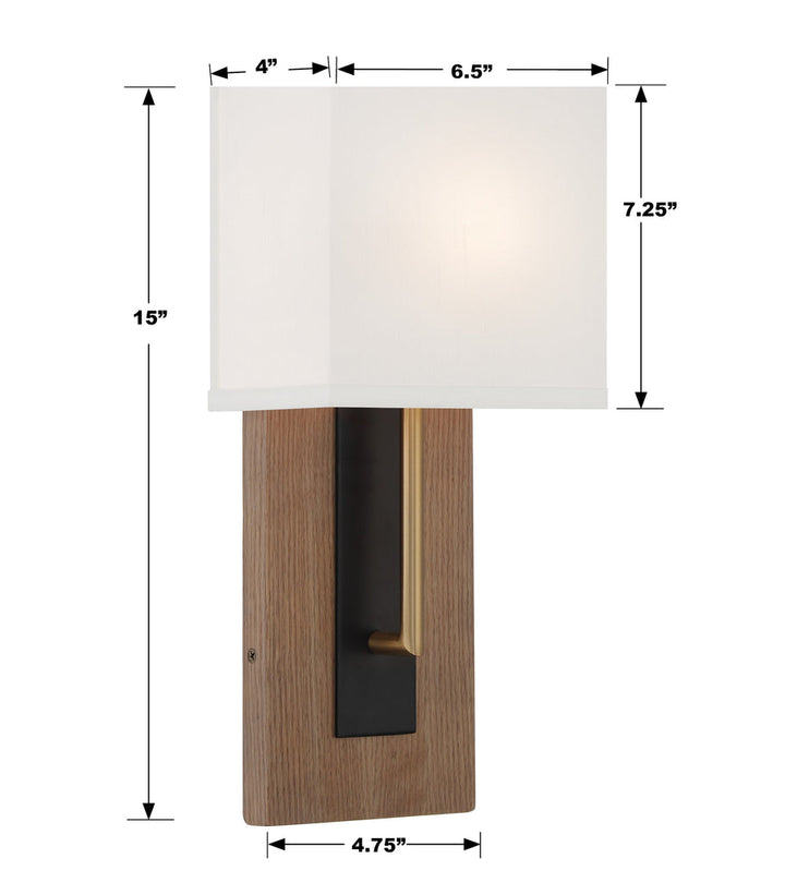 ##Antique Hardware## Brent 1 Light Matte Black + Vibrant Gold Sconce