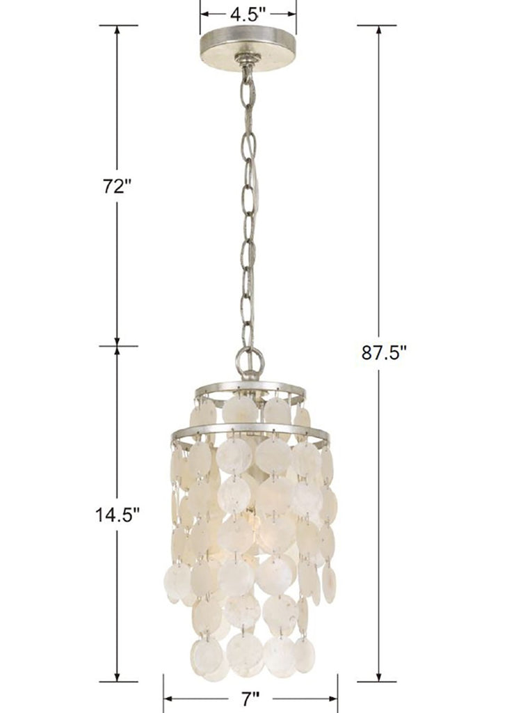 ##Antique Hardware## Brielle 1 Light Antique Silver Mini Pendant