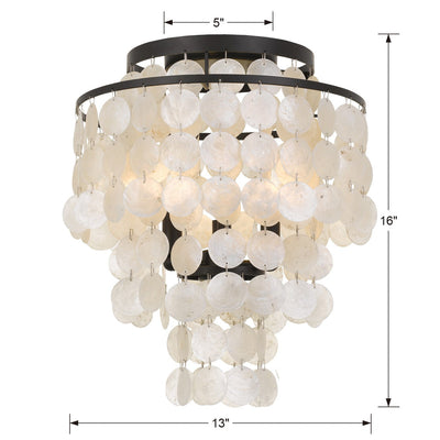 ##Antique Hardware## Brielle 3 Light Dark Bronze Flush Mount