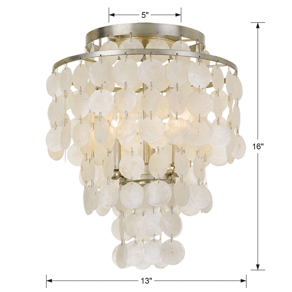 ##Antique Hardware## Brielle 3 Light Antique Silver Flush Mount