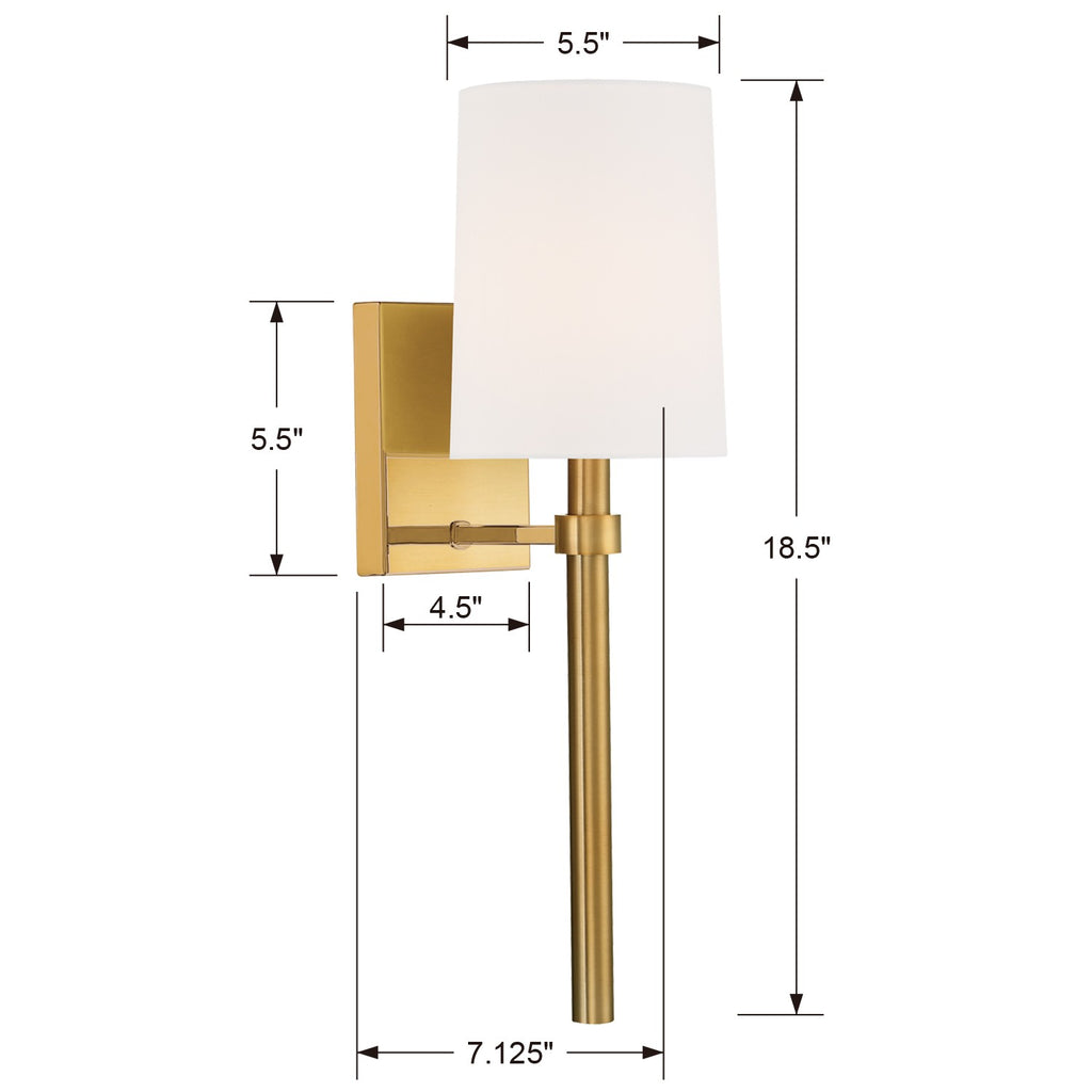 ##Antique Hardware## Bromley 1 Light Antique Vibrant Gold Sconce