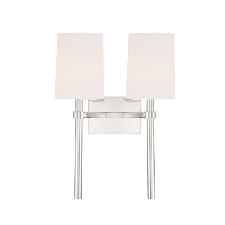 ##Antique Hardware## Bromley 2 Light Polished Nickel Sconce