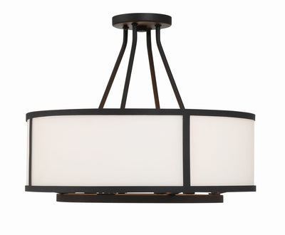 Antique Hardware Bryant 4 Light Black Forged Semi Flush Mount Semi Flush