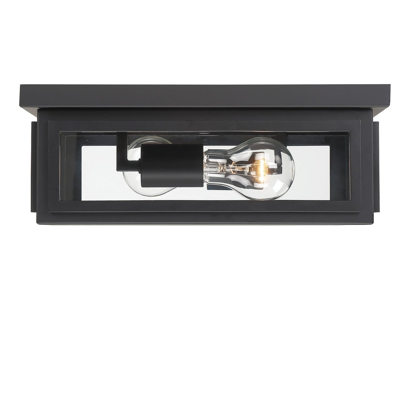 ##Antique Hardware## Byron 2 Light Matte Black Outdoor Flush Mount