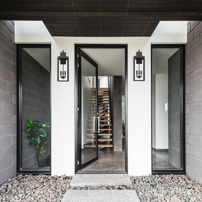 ##Antique Hardware## Byron 3 Light Matte Black Outdoor Sconce