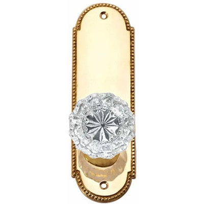 Antique Hardware Arched Beaded Backplate Door Set with Fluted Crystal Door Knobs (Several Finishes Available) GLASS INTERIOR DOOR KNOBS