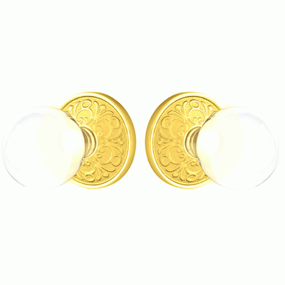 ##Antique Hardware## Crystal Bristol Door Knob Set With Lancaster Rosette (Several Finish Options)