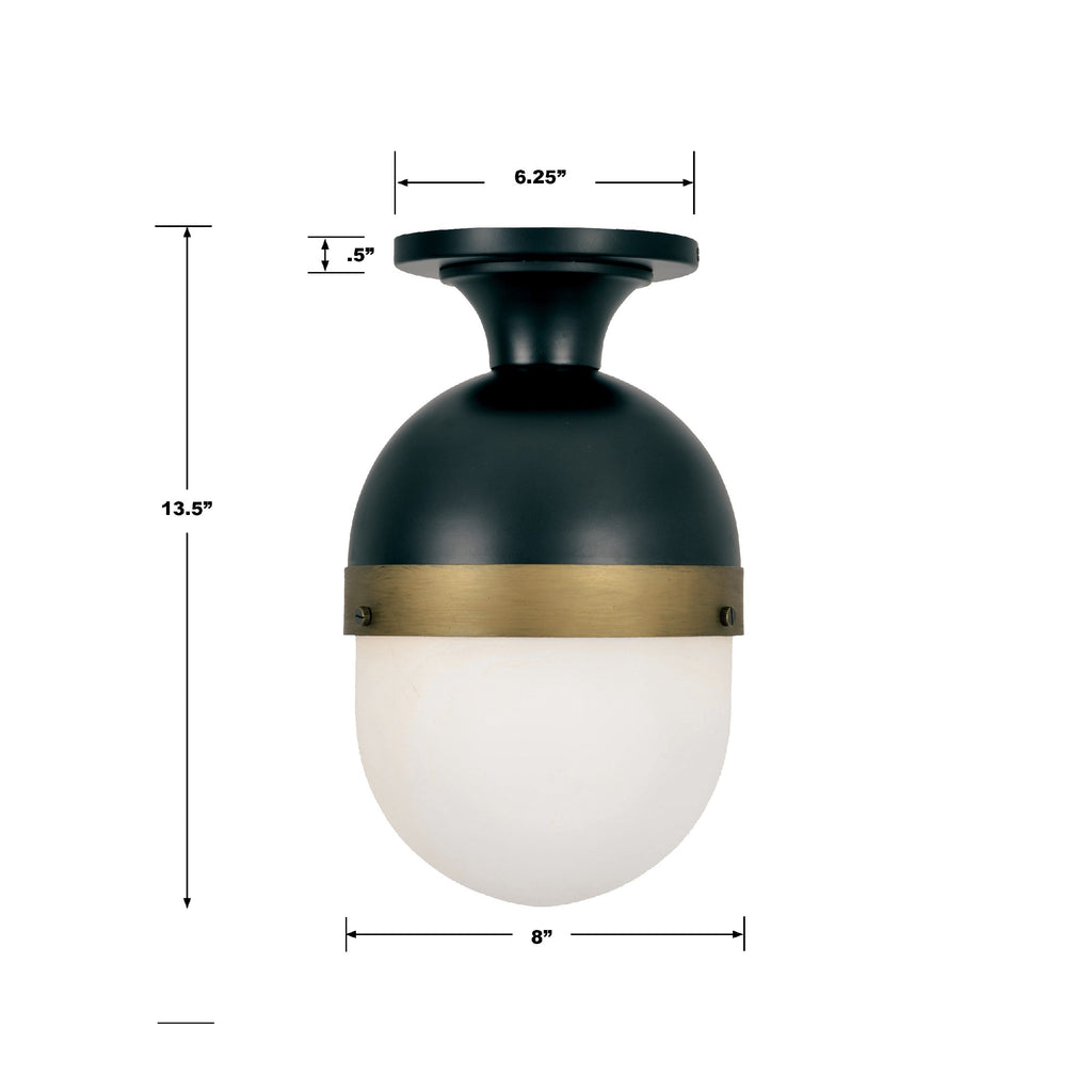 ##Antique Hardware## Brian Patrick Flynn Capsule 1 Light Matte Black + Textured Gold Outdoor Semi Flush Mount