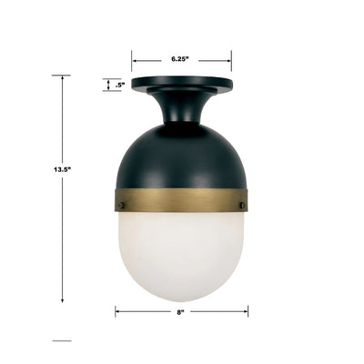 ##Antique Hardware## Brian Patrick Flynn Capsule 1 Light Matte Black + Textured Gold Outdoor Semi Flush Mount