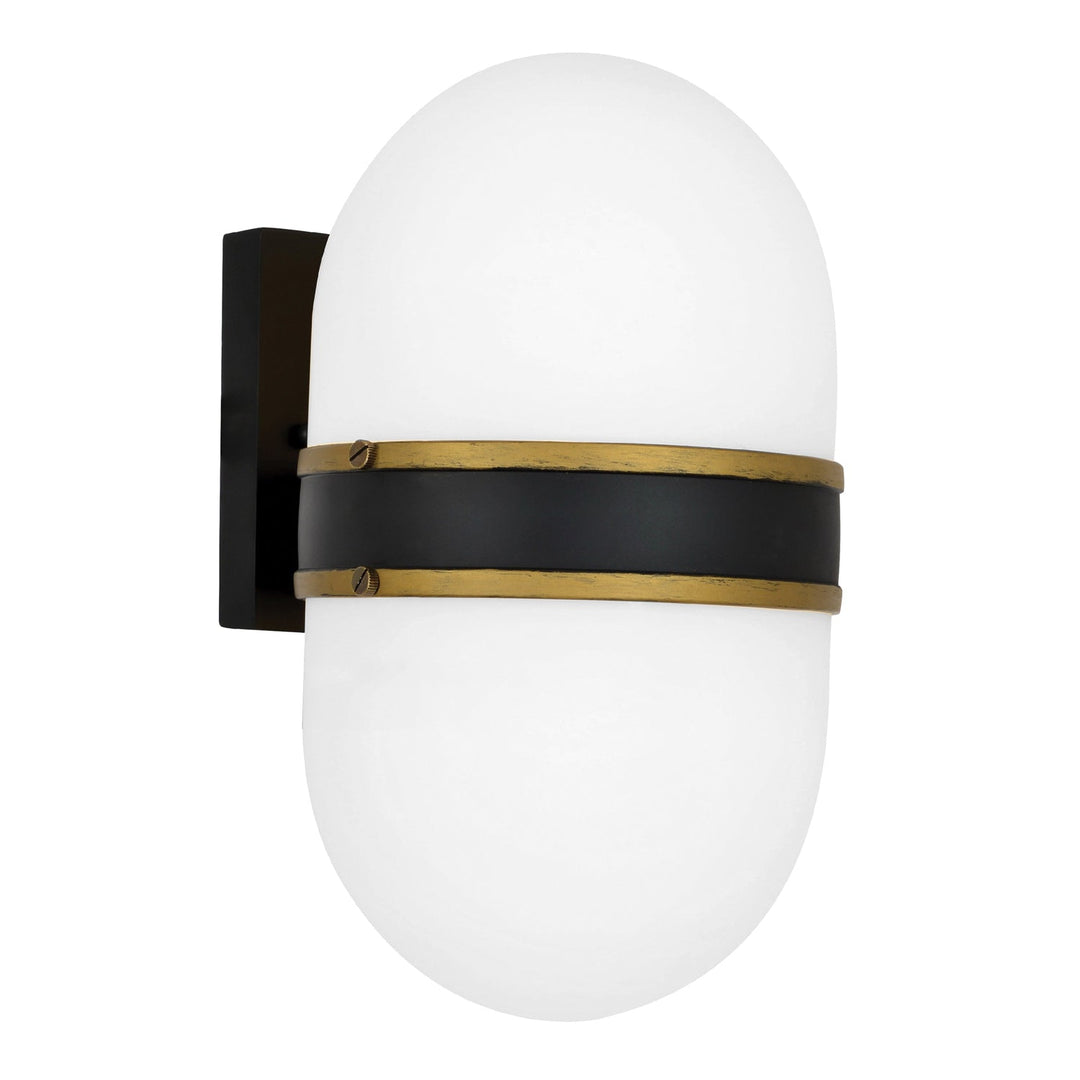 ##Antique Hardware## Brian Patrick Flynn Capsule 1 Light Matte Black + Textured Gold Outdoor Sconce