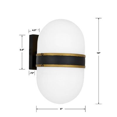 ##Antique Hardware## Brian Patrick Flynn Capsule 1 Light Matte Black + Textured Gold Outdoor Sconce