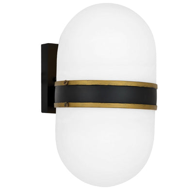 ##Antique Hardware## Brian Patrick Flynn Capsule 2 Light Matte Black + Textured Gold Outdoor Sconce
