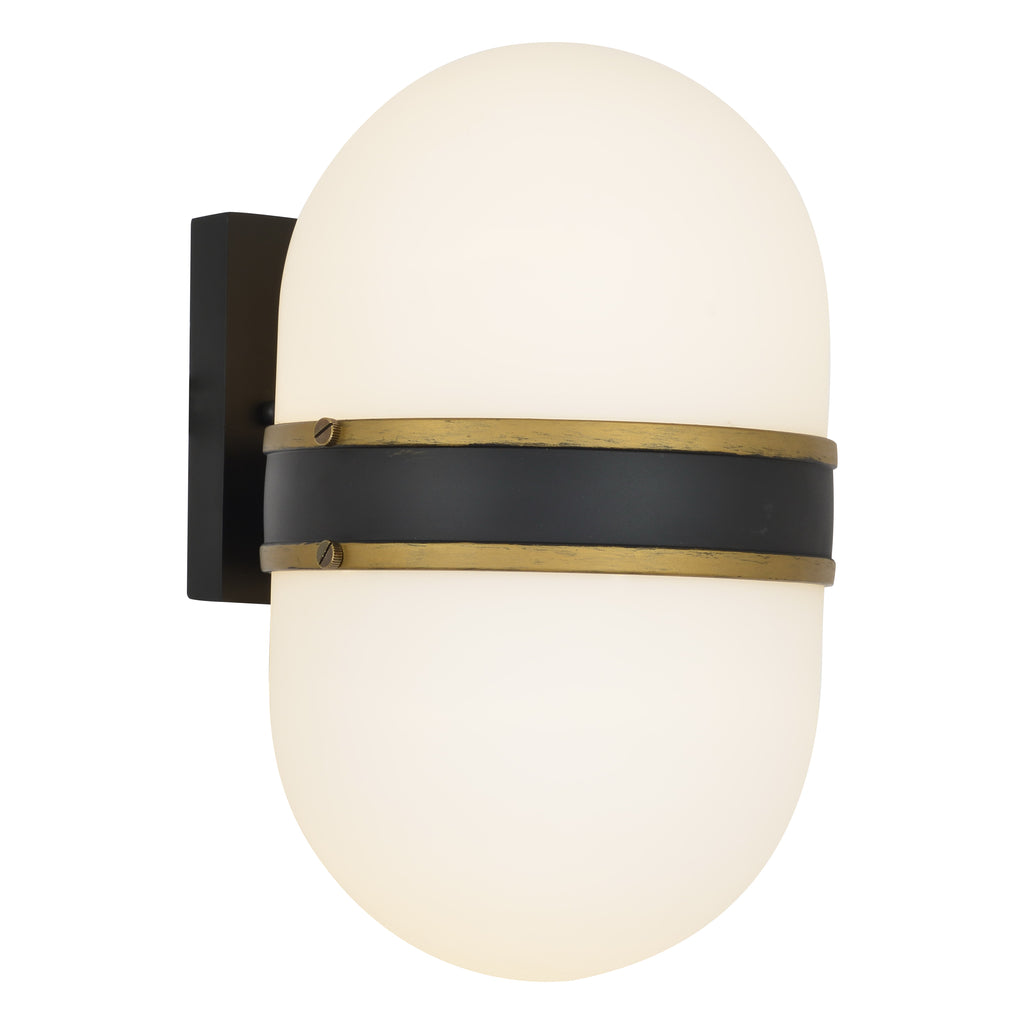 ##Antique Hardware## Brian Patrick Flynn Capsule 2 Light Matte Black + Textured Gold Outdoor Sconce