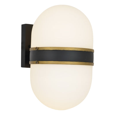 ##Antique Hardware## Brian Patrick Flynn Capsule 2 Light Matte Black + Textured Gold Outdoor Sconce