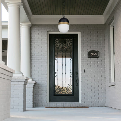 ##Antique Hardware## Brian Patrick Flynn Capsule 3 Light Matte Black + Textured Gold Outdoor Pendant