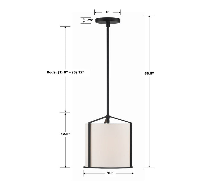 ##Antique Hardware## Carlyn 1 Light Black Mini Pendant