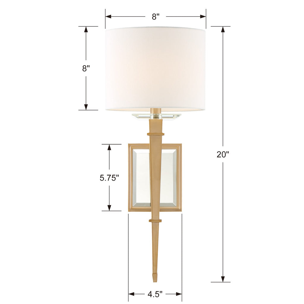 ##Antique Hardware## Clifton 1 Light Aged Brass Sconce