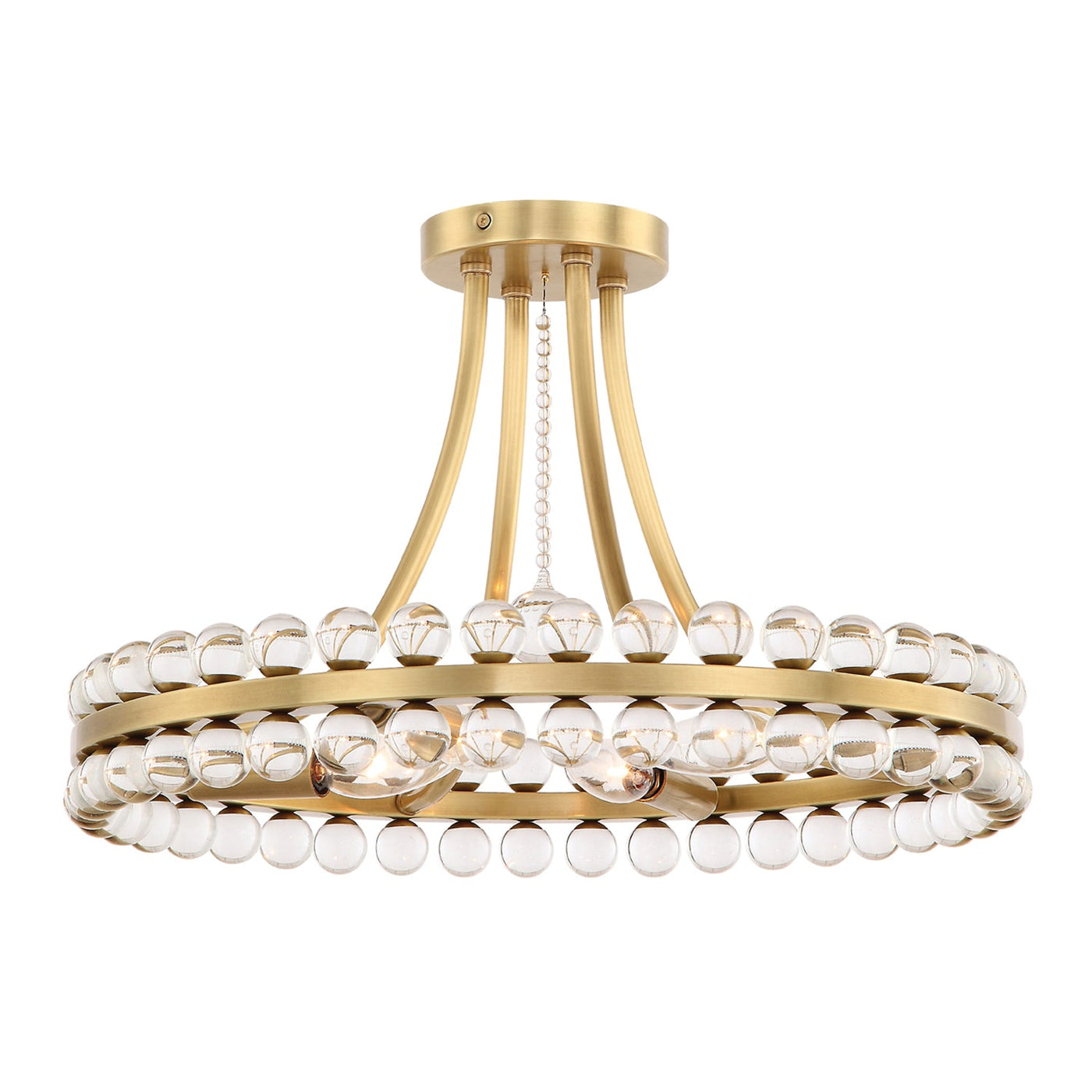 ##Antique Hardware## Clover 4 Light Aged Brass Semi Flush Mount