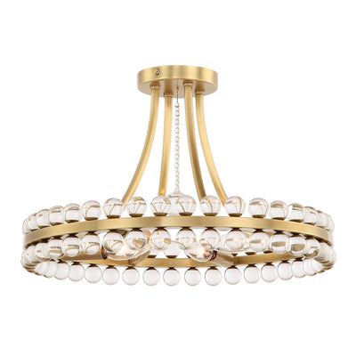 ##Antique Hardware## Clover 4 Light Aged Brass Semi Flush Mount