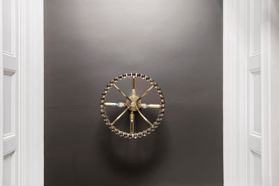 ##Antique Hardware## Clover 4 Light Aged Brass Semi Flush Mount