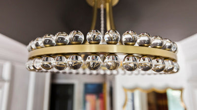##Antique Hardware## Clover 4 Light Aged Brass Semi Flush Mount