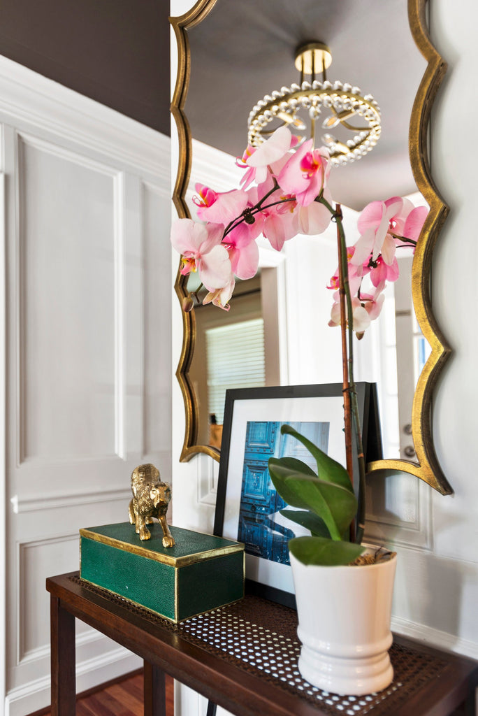 ##Antique Hardware## Clover 4 Light Aged Brass Semi Flush Mount