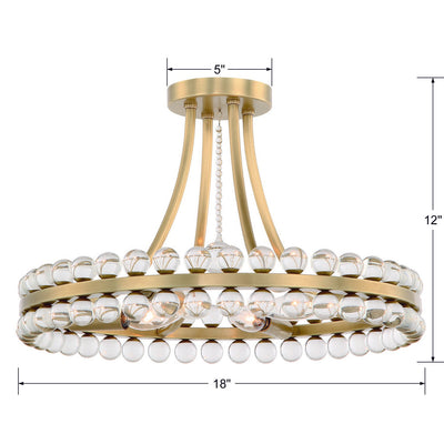 ##Antique Hardware## Clover 4 Light Aged Brass Semi Flush Mount