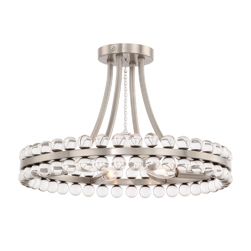 ##Antique Hardware## Clover 4 Light Aged Brass Semi Flush Mount