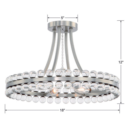 ##Antique Hardware## Clover 4 Light Aged Brass Semi Flush Mount