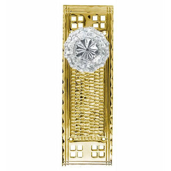 Antique Hardware Craftsman Backplate Door Set with Fluted Crystal Door Knobs (Several Finishes Available) glass door knob backplate