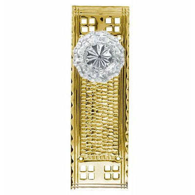 Antique Hardware Craftsman Backplate Door Set with Fluted Crystal Door Knobs (Several Finishes Available) glass door knob backplate