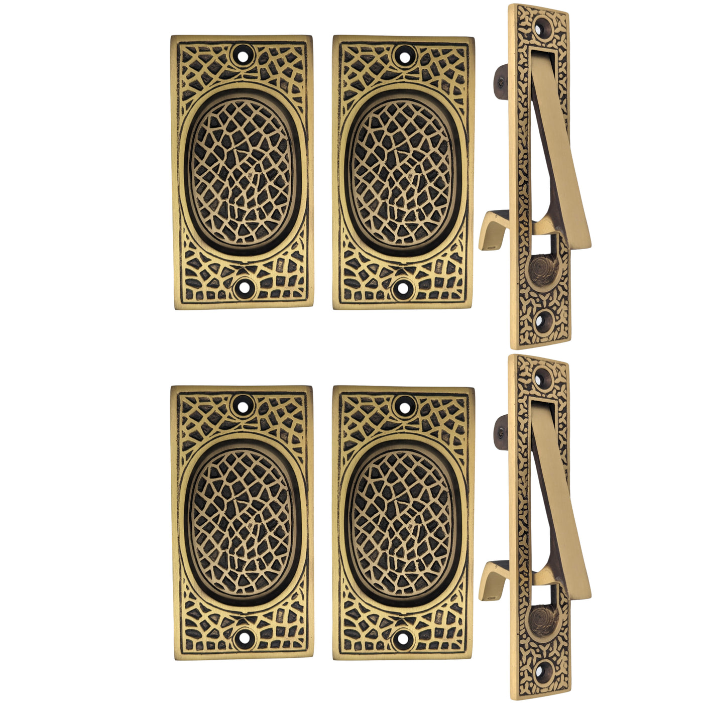 Antique Hardware Craftsman Pattern Pocket Door Set (Several Finishes Available) POCKET DOOR